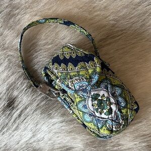 Vintage VERA BRADLEY Cambridge Green Navy Phone Case Credit Cards Lipstick Case